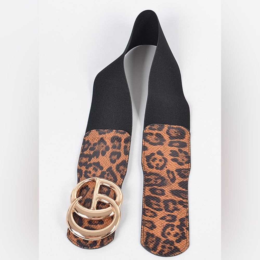 Leopard Animal Print Stretch Waist Statement Belt - Picture 5 of 5